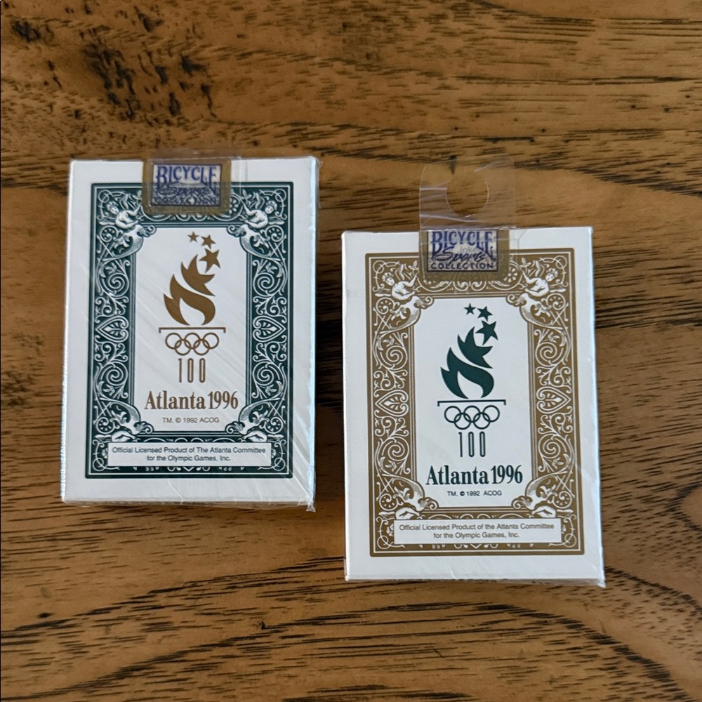 Atlanta 1996 Olympic Games Bicycle Card Set - Gold and Green Packs (NIP)